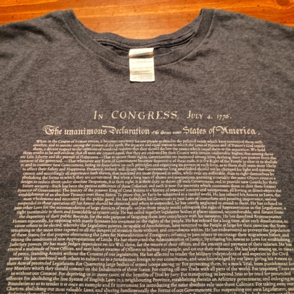 DECLARATION OF INDEPENDENCE - USA T-SHIRT - 2XL // America US Tee Shirt 4th July